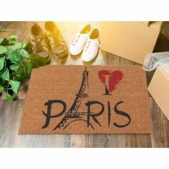 Hot Sale 👍 Evideco Sheltered Coconut Door Mat Printed Paris Eiffel 24x16 Natural ✨ -Evideco Shop Sheltered Coconut Door Mat Printed Paris Eiffel 24x16 Natural 4