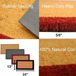 Promo ❤️ Evideco Sheltered Front Door Mat Coir Coco Fibers Rug 24x13 Natural-Border Natural/black Borders ✨ -Evideco Shop Sheltered Front Door Mat Coir Coco Fibers Rug 24x13 Natural Border 7