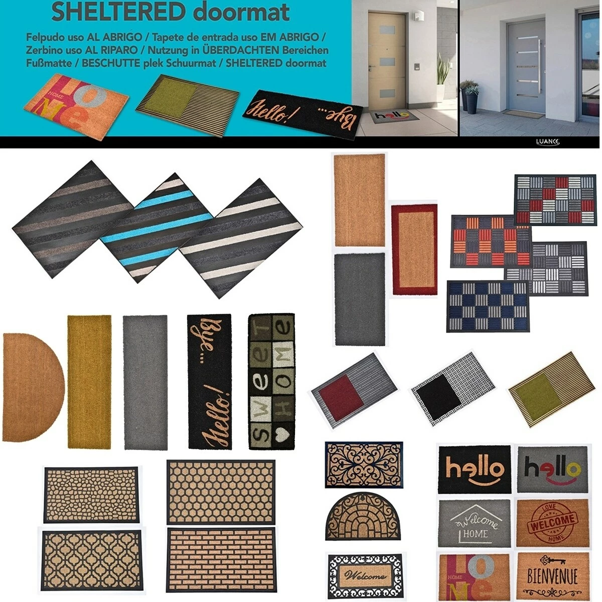 Wholesale π Evideco Sheltered Half Round Front Door Mat Braided Coir Coco Rubber Rug π - Image 7