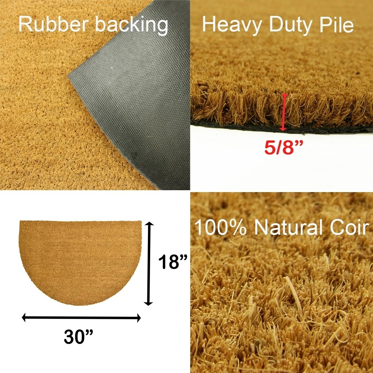 Wholesale π Evideco Sheltered Half Round Front Door Mat Braided Coir Coco Rubber Rug π - Image 3