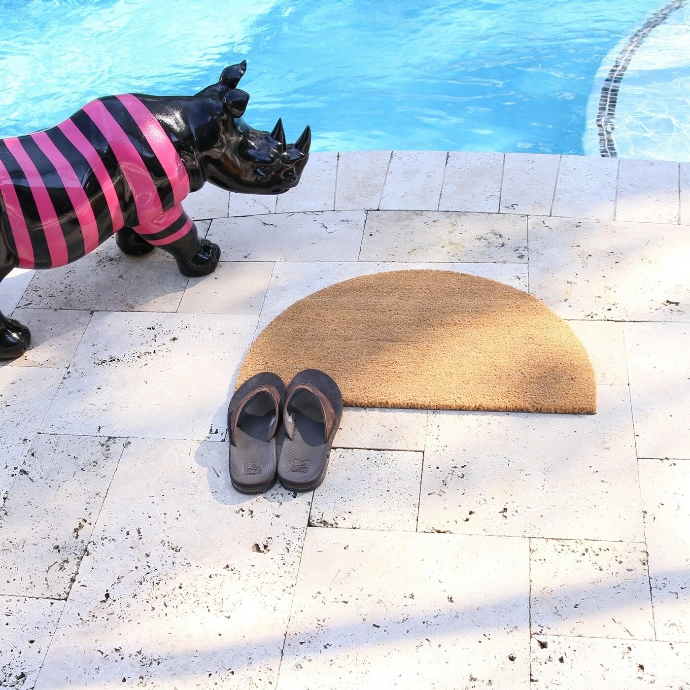 Wholesale π Evideco Sheltered Half Round Front Door Mat Braided Coir Coco Rubber Rug π - Image 4