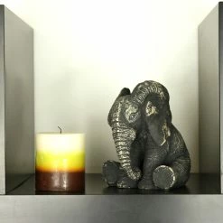 Discount 🧨 Evideco Sitting Elephant Statuette Figurine Sculpture Distressed Grey-Ecru - 5.8"H X 5.8"L X 4.9"W 😍 -Evideco Shop Sitting Elephant Statuette Figurine Sculpture Distressed Grey Ecru 2
