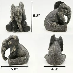 Discount 🧨 Evideco Sitting Elephant Statuette Figurine Sculpture Distressed Grey-Ecru - 5.8"H X 5.8"L X 4.9"W 😍 -Evideco Shop Sitting Elephant Statuette Figurine Sculpture Distressed Grey Ecru 3
