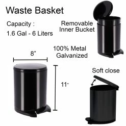 Deals π Evideco Soft Close Lid Stainless Steel Round Step Trash Can Waste Bin 6-liters -1.6-gal. - 1.6 β 22 Deals π Evideco Soft Close Lid Stainless Steel Round Step Trash Can Waste Bin 6-liters -1.6-gal. - 1.6 β -Evideco Shop Soft Close Lid Stainless Steel Round Step Trash Can Waste Bin 6 liters 1.6 gal. 2