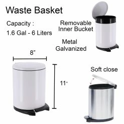 Deals π Evideco Soft Close Lid Stainless Steel Round Step Trash Can Waste Bin 6-liters -1.6-gal. - 1.6 β 27 Deals π Evideco Soft Close Lid Stainless Steel Round Step Trash Can Waste Bin 6-liters -1.6-gal. - 1.6 β -Evideco Shop Soft Close Lid Stainless Steel Round Step Trash Can Waste Bin 6 liters 1.6 gal. 7