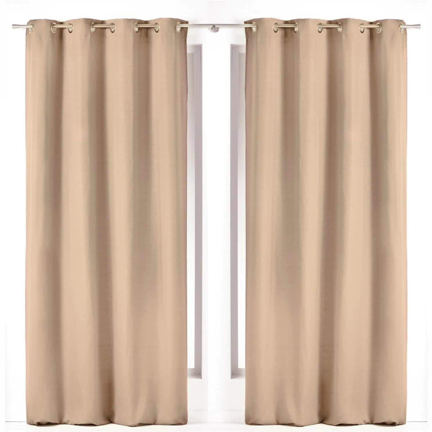 Deals βοΈ Evideco Solid Set Of 2 Cotton Window Curtain Panels Grommet Panama Tan β¨ - Image 2
