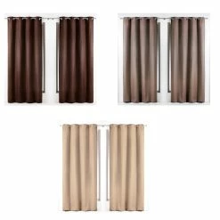 Deals ✔️ Evideco Solid Set Of 2 Cotton Window Curtain Panels Grommet Panama Tan ✨