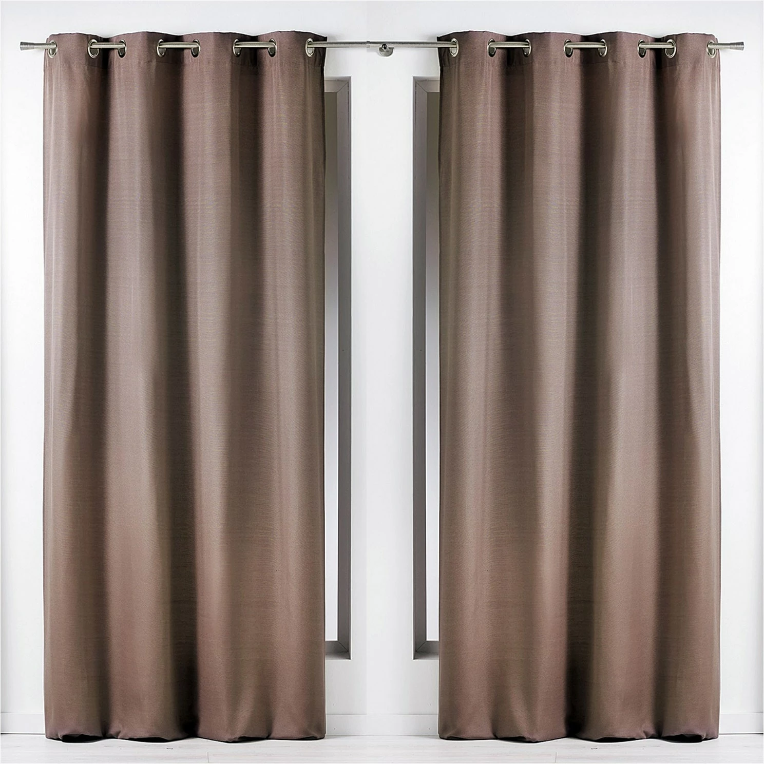 Deals βοΈ Evideco Solid Set Of 2 Cotton Window Curtain Panels Grommet Panama Tan β¨ - Image 4