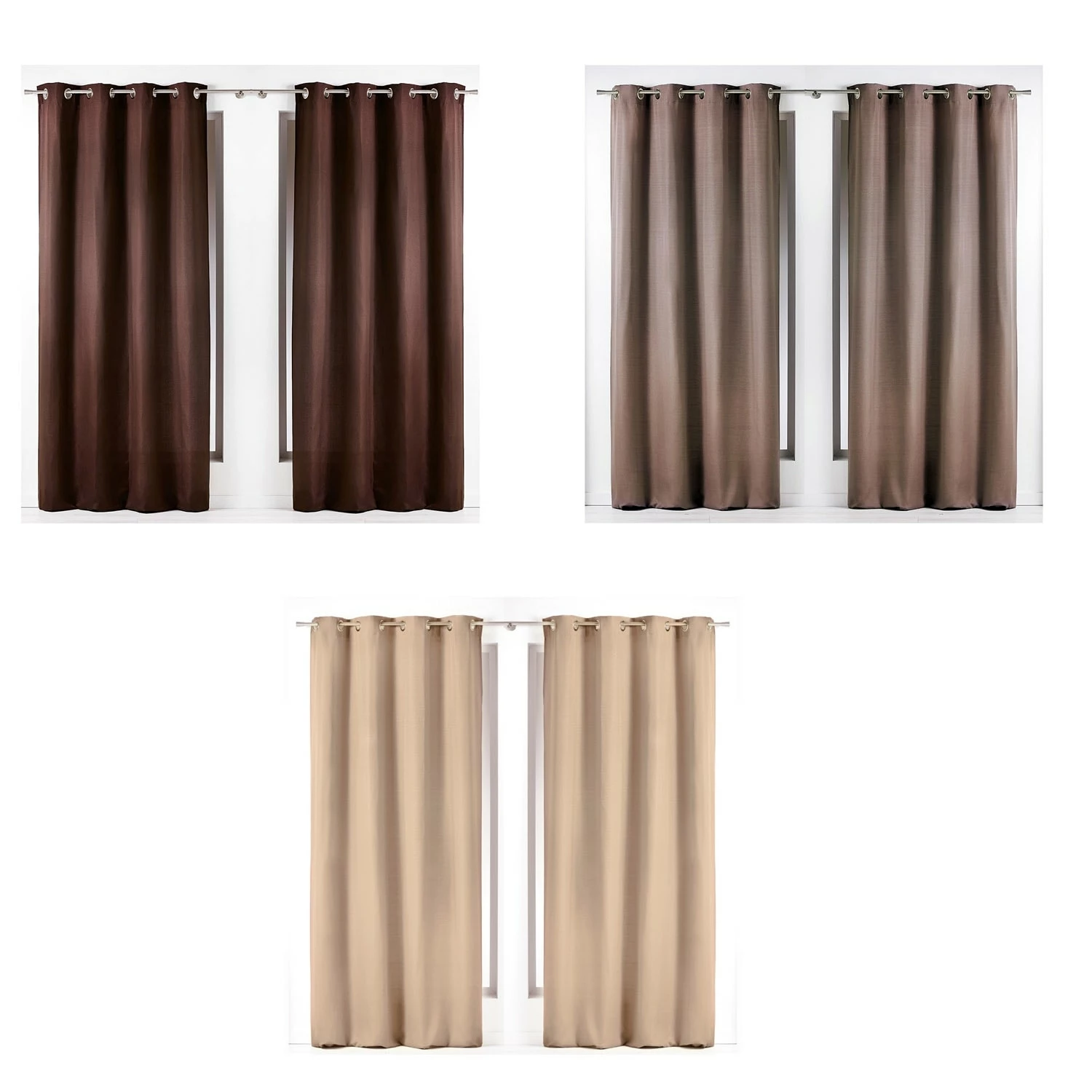 Deals βοΈ Evideco Solid Set Of 2 Cotton Window Curtain Panels Grommet Panama Tan β¨