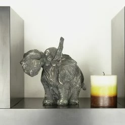 Alternative view of Coupon 🔥 Evideco Standing Elephant Statuette Figurine Sculpture Distressed Grey Ecru - 6.8"H X 7"L X 5"W 😉