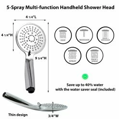 Flash Sale 😉 Evideco Thin 5-Spray Multi-Function Universal Handheld Shower Head Mat Grey Matte 🤩 -Evideco Shop Thin 5 Spray Multi Function Universal Handheld Shower Head Mat 2