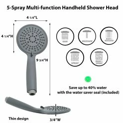 Flash Sale 😉 Evideco Thin 5-Spray Multi-Function Universal Handheld Shower Head Mat Grey Matte 🤩 -Evideco Shop Thin 5 Spray Multi Function Universal Handheld Shower Head Mat 5
