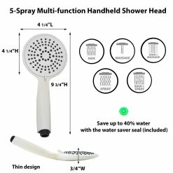 Flash Sale 😉 Evideco Thin 5-Spray Multi-Function Universal Handheld Shower Head Mat Grey Matte 🤩 -Evideco Shop Thin 5 Spray Multi Function Universal Handheld Shower Head Mat 8