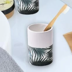 Coupon 🔔 Evideco Bathroom Accessory Set 4-Pieces Tropical Bamboo Leaves Lotion Soap Dispenser Only 👍 -Evideco Shop Tropical Collection Bath Accessory Set 4 Pieces 4