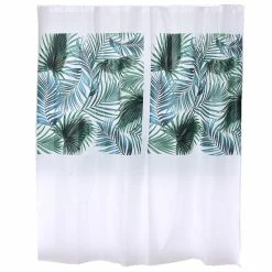 Coupon 😍 Evideco Tropical Leaf Shower Curtain Peva Green Liner 71"W X 71"H ❤️