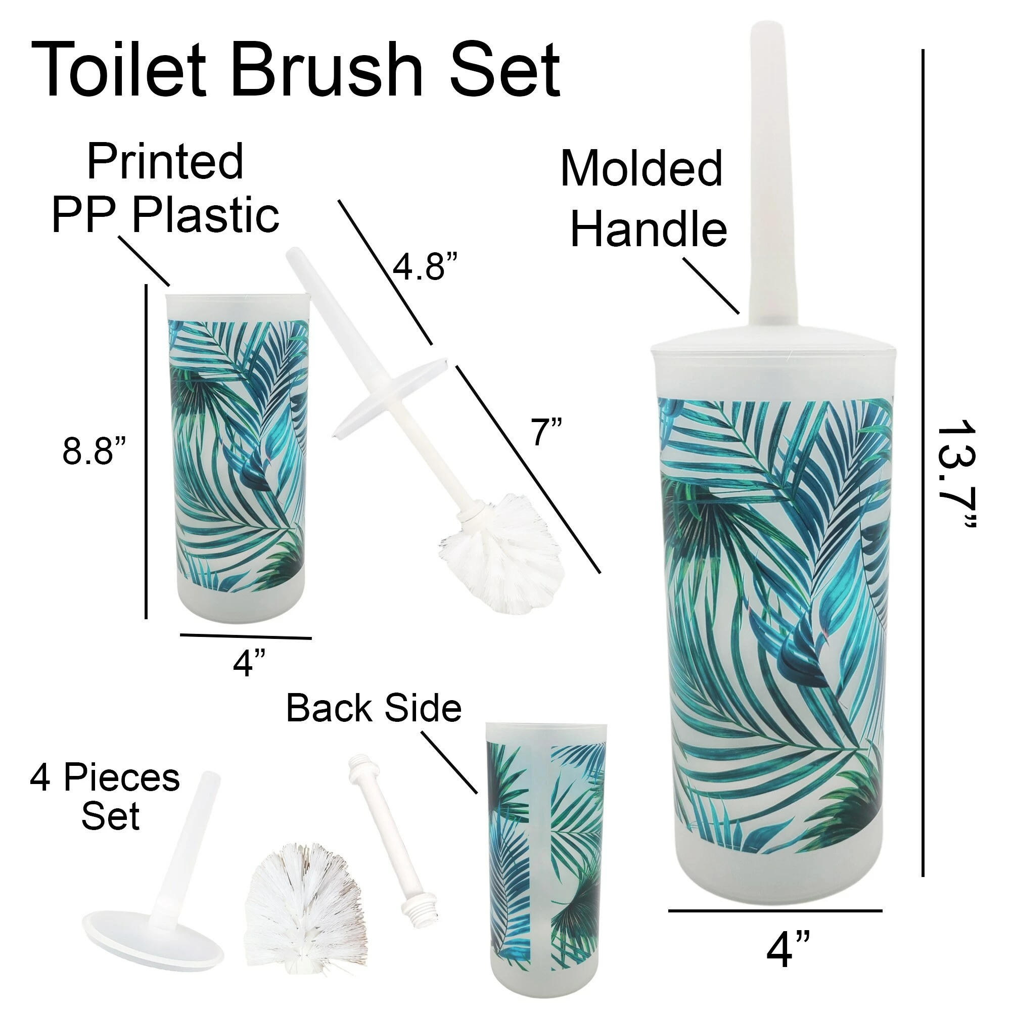 Outlet β Evideco Tropical Toilet Brush And Holder Set Plastic - 4"L X 4"W X 13.7"H 𧨠3 Outlet β Evideco Tropical Toilet Brush And Holder Set Plastic - 4"L X 4"W X 13.7"H 𧨠- Image 3