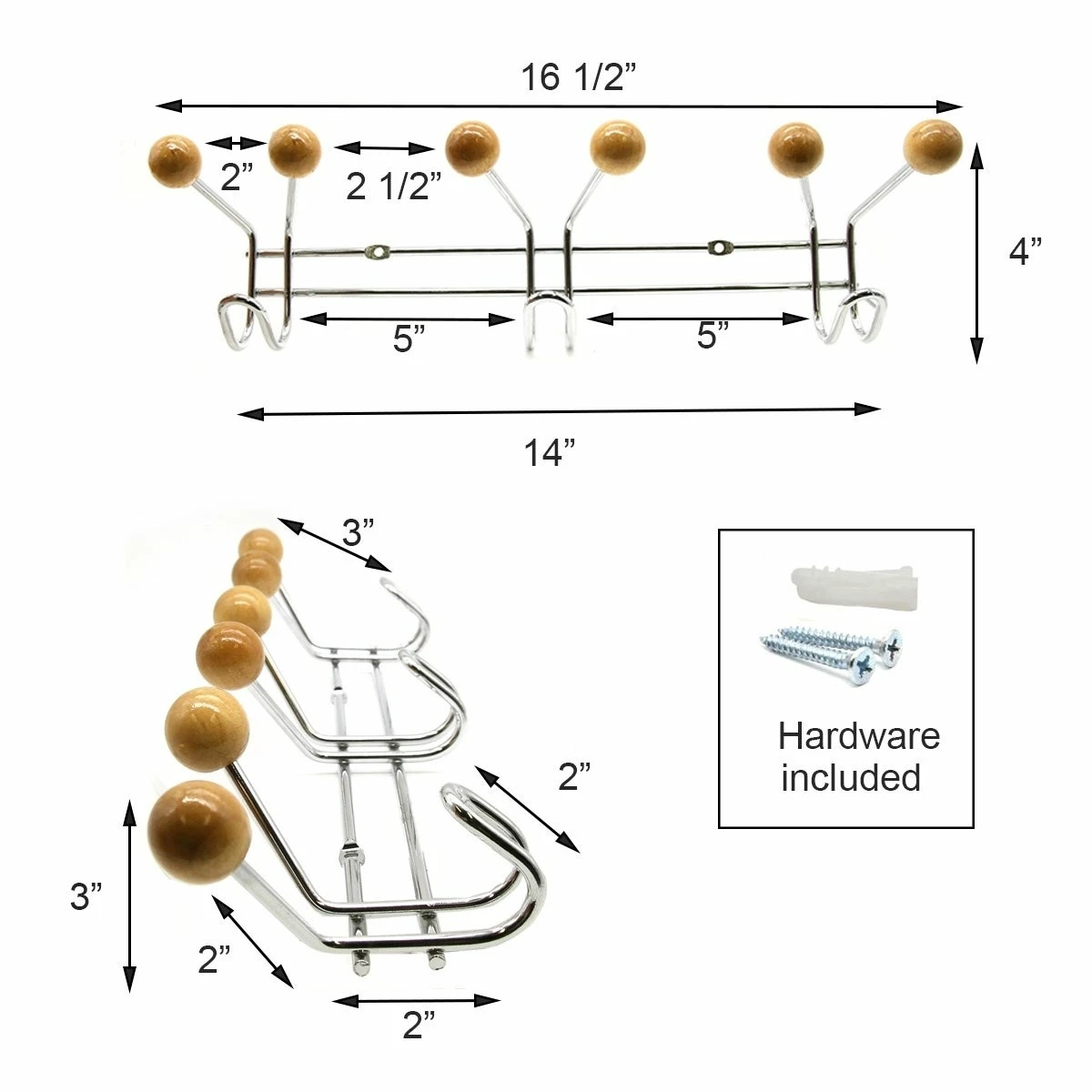 Cheapest π Evideco Wall Mounted π§₯ Coat Rack 9 Hooks Chrome For Towel Hat Entryway - 16.8 H X 3 W X 4 H π - Image 3