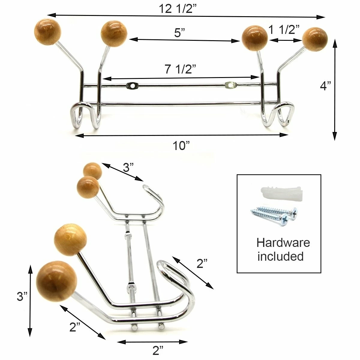 Top 10 π Evideco Wall Mounted π§₯ Coat Rack 6 Hooks Chrome For Towel Hat Entryway - 12.8 H X 3 W X 4 H 𧨠- Image 3