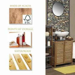 New π Evideco Wall-Mounted Sink Cabinet Elements 2 Doors Acacia Gray π 7 New π Evideco Wall-Mounted Sink Cabinet Elements 2 Doors Acacia Gray π -Evideco Shop Wall Mounted Sink Cabinet Elements 2 Doors Acacia Gray 2
