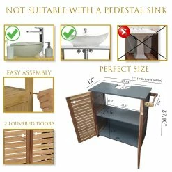 New π Evideco Wall-Mounted Sink Cabinet Elements 2 Doors Acacia Gray π 8 New π Evideco Wall-Mounted Sink Cabinet Elements 2 Doors Acacia Gray π -Evideco Shop Wall Mounted Sink Cabinet Elements 2 Doors Acacia Gray 3