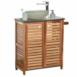 New π Evideco Wall-Mounted Sink Cabinet Elements 2 Doors Acacia Gray π 9 New π Evideco Wall-Mounted Sink Cabinet Elements 2 Doors Acacia Gray π -Evideco Shop Wall Mounted Sink Cabinet Elements 2 Doors Acacia Gray 4