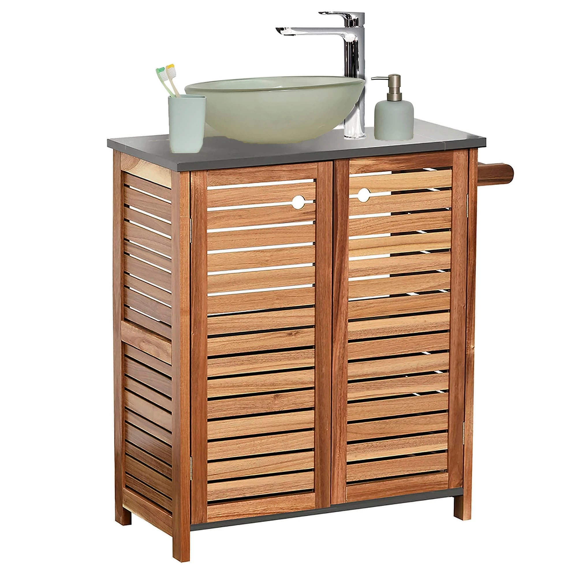 New π Evideco Wall-Mounted Sink Cabinet Elements 2 Doors Acacia Gray π 5 New π Evideco Wall-Mounted Sink Cabinet Elements 2 Doors Acacia Gray π - Image 5