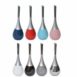 Best deal 😀 Evideco Water Drop Toilet Bowl Brush And Holder Set - 6 " D X 15" H Black 🔥